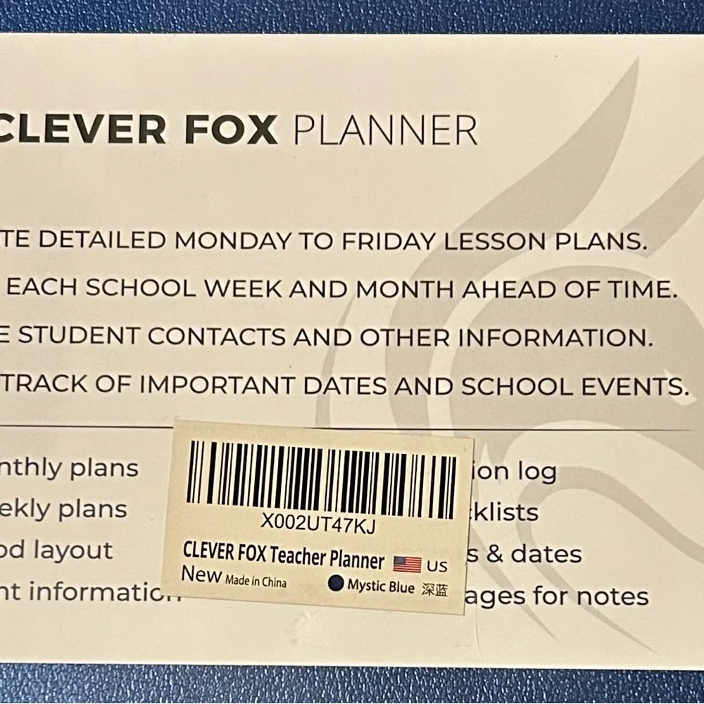Clever Fox Teacher Planner School Year Planner w/Calendars & Lesson Plans 7”x10”